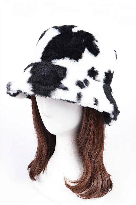 Cow Print Faux Fur Bucket Hat - Shop Style & More | Fresh Looks, Everyday Deals & Free Shipping