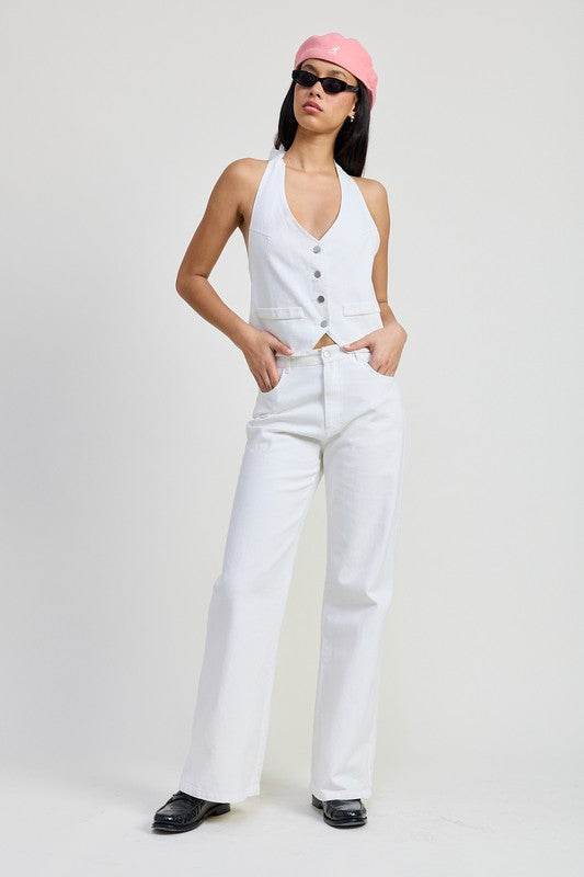 FOLDED FITTED DENIM PANTS - Shop Style & More | Fresh Looks, Everyday Deals & Free Shipping