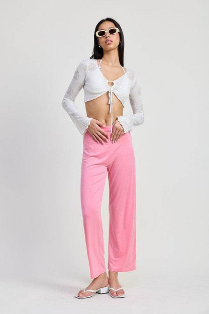 LONG SLEEVE FRONT CINCH TIE TOP - Shop Style & More | Fresh Looks, Everyday Deals & Free Shipping