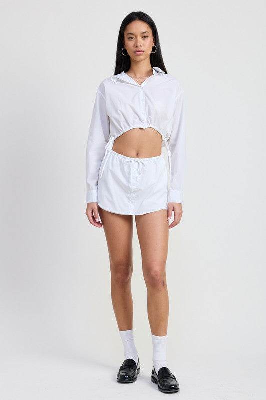 CINCHED MINI SKORT WITH DRAWSTRING - Shop Style & More | Fresh Looks, Everyday Deals & Free Shipping