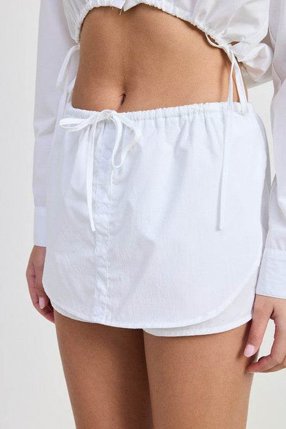 CINCHED MINI SKORT WITH DRAWSTRING - Shop Style & More | Fresh Looks, Everyday Deals & Free Shipping