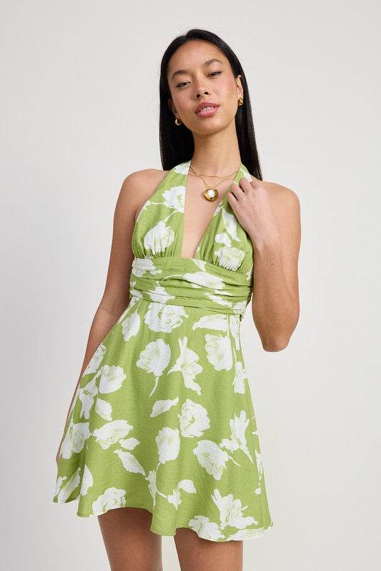 HALTER NECK FLORAL MINI DRESS - Shop Style & More | Fresh Looks, Everyday Deals & Free Shipping