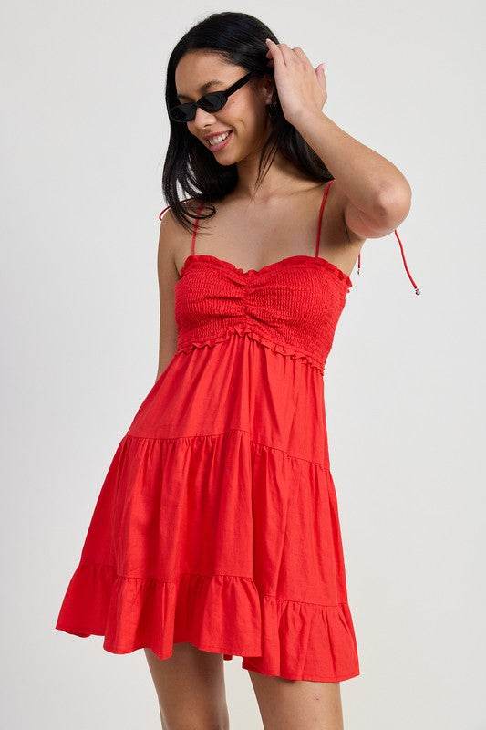 RUFFLED MINI DRESS WITH SMOCKING - Shop Style & More | Fresh Looks, Everyday Deals & Free Shipping
