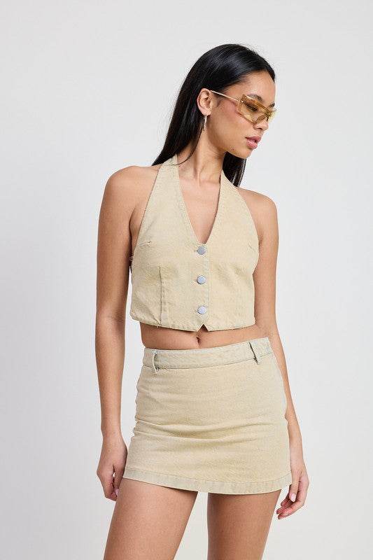 BUTTON DOWN HALTER NECK TOP - Shop Style & More | Fresh Looks, Everyday Deals & Free Shipping