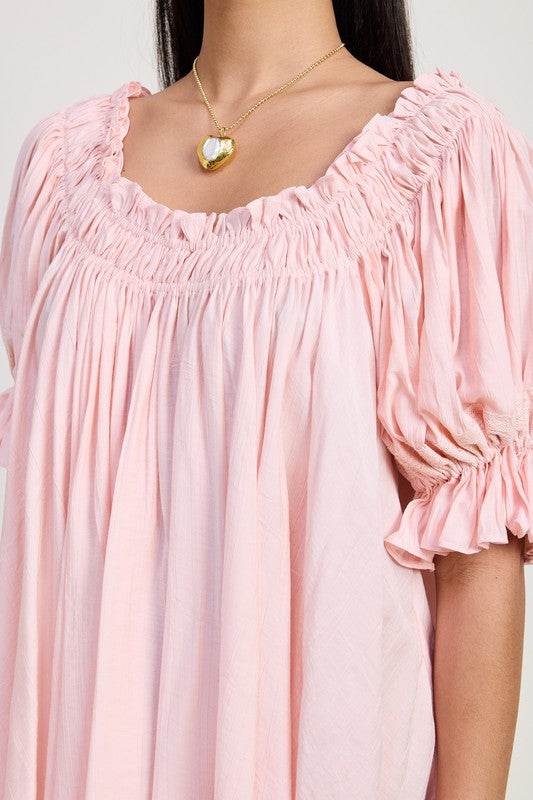 MINI EMBROIDERY SHORT PUFF SLEEVE DRESS - Shop Style & More | Fresh Looks, Everyday Deals & Free Shipping