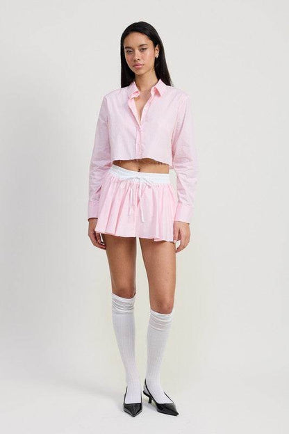 MINI CONTRAST WAISTBAND SKIRT - Shop Style & More | Fresh Looks, Everyday Deals & Free Shipping