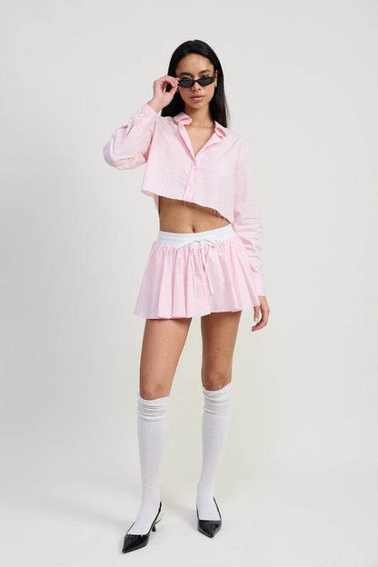 MINI CONTRAST WAISTBAND SKIRT - Shop Style & More | Fresh Looks, Everyday Deals & Free Shipping
