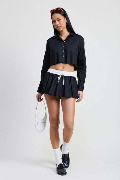 MINI CONTRAST WAISTBAND SKIRT - Shop Style & More | Fresh Looks, Everyday Deals & Free Shipping