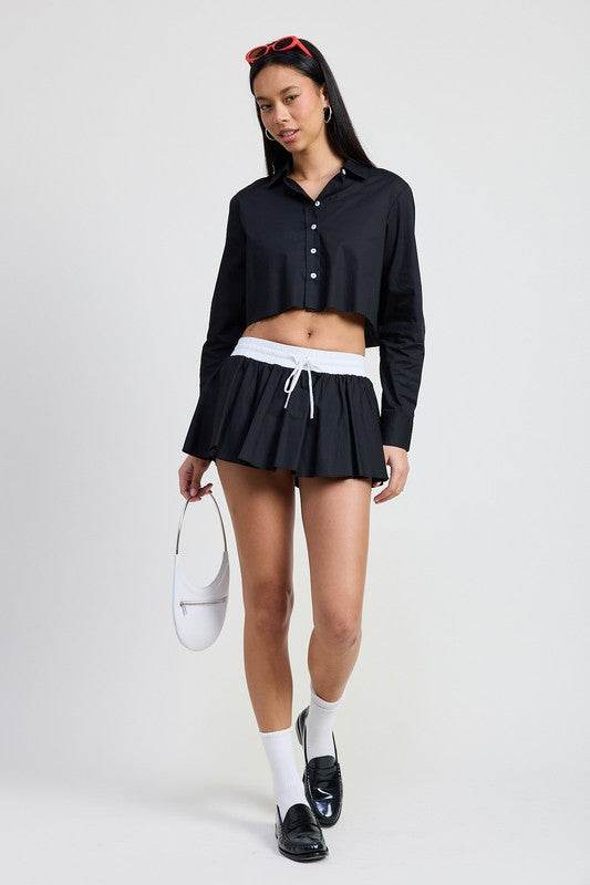 MINI CONTRAST WAISTBAND SKIRT - Shop Style & More | Fresh Looks, Everyday Deals & Free Shipping