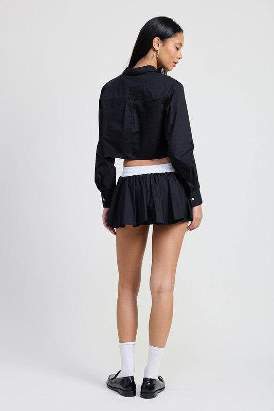 MINI CONTRAST WAISTBAND SKIRT - Shop Style & More | Fresh Looks, Everyday Deals & Free Shipping