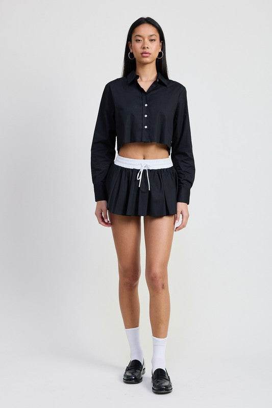 MINI CONTRAST WAISTBAND SKIRT - Shop Style & More | Fresh Looks, Everyday Deals & Free Shipping