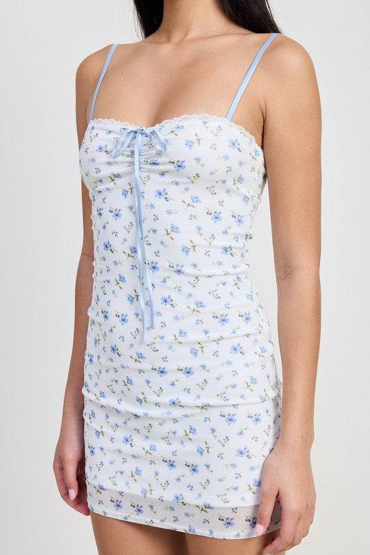 MINI FLORAL DRESS WITH PEEK A BOO LACE - Shop Style & More | Fresh Looks, Everyday Deals & Free Shipping