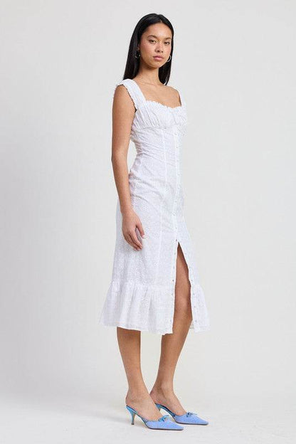 SQAURE NECK MIDI CAP SLEEVE DRESS - Shop Style & More | Fresh Looks, Everyday Deals & Free Shipping