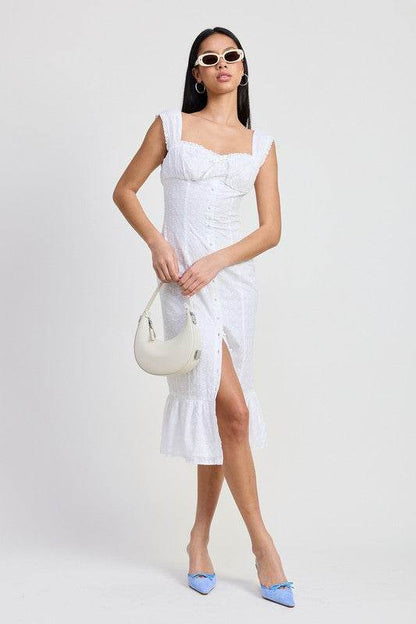 SQAURE NECK MIDI CAP SLEEVE DRESS - Shop Style & More | Fresh Looks, Everyday Deals & Free Shipping