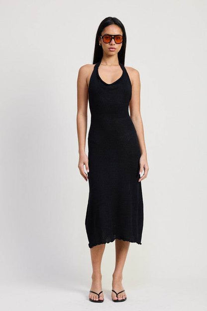 COWN NECK MIDI OPEN BACK DRESS - Shop Style & More | Fresh Looks, Everyday Deals & Free Shipping