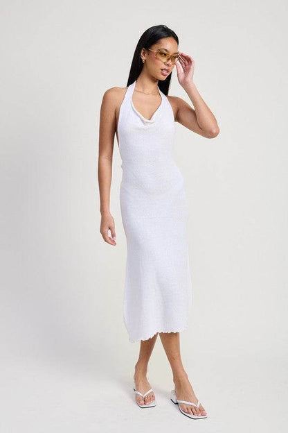COWN NECK MIDI OPEN BACK DRESS - Shop Style & More | Fresh Looks, Everyday Deals & Free Shipping