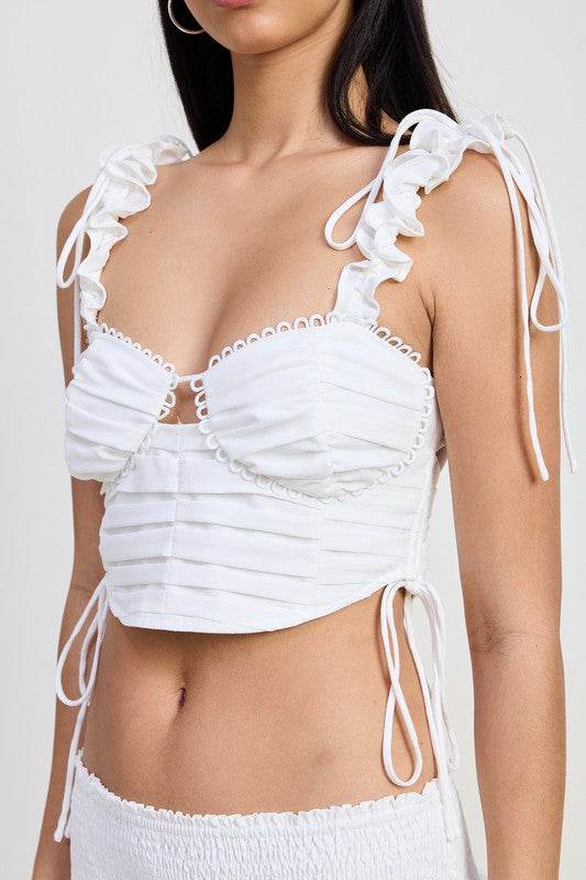 RUFFLED TIE BACK TOP WITH OPEN BACK - Shop Style & More | Fresh Looks, Everyday Deals & Free Shipping