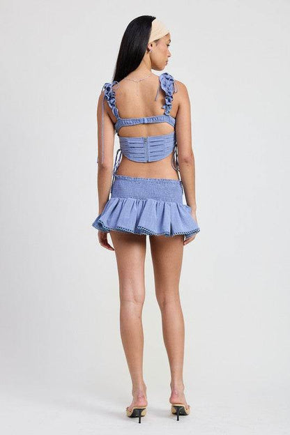 RUFFLED TIE BACK TOP WITH OPEN BACK - Shop Style & More | Fresh Looks, Everyday Deals & Free Shipping