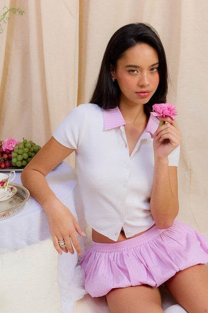 BUTTON DOWN SHIRT WITH CONTRASTED COLLAR - Shop Style & More | Fresh Looks, Everyday Deals & Free Shipping