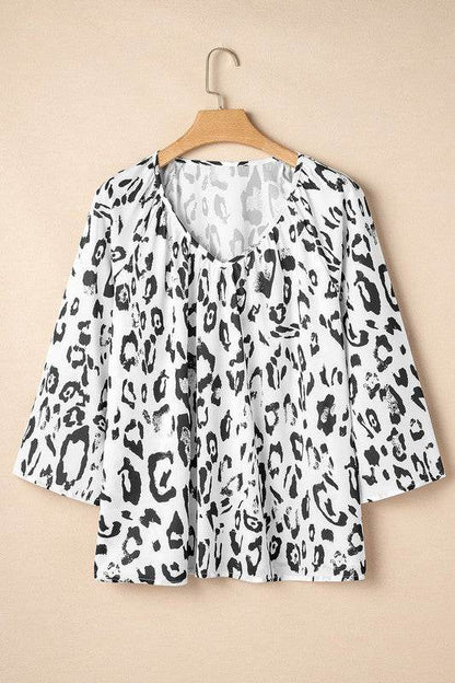 Leopard Print V Neck 3/4 Sleeve Blouse - Shop Style & More | Fresh Looks, Everyday Deals & Free Shipping