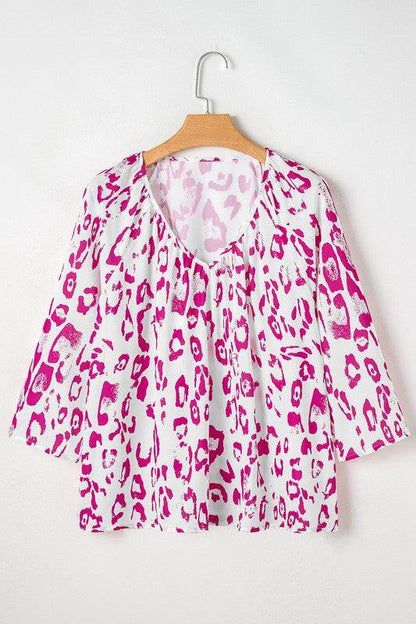 Leopard Print V Neck 3/4 Sleeve Blouse - Shop Style & More | Fresh Looks, Everyday Deals & Free Shipping