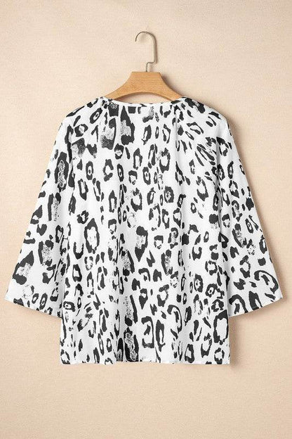 Leopard Print V Neck 3/4 Sleeve Blouse - Shop Style & More | Fresh Looks, Everyday Deals & Free Shipping