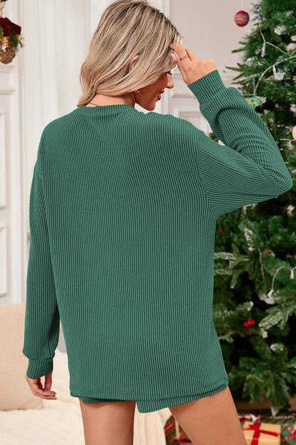 Corded MERRY Long Sleeve Top and Shorts Pajama Set - Shop Style & More | Fresh Looks, Everyday Deals & Free Shipping