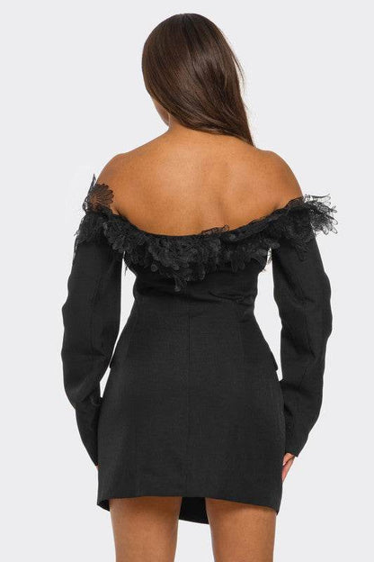 Off-Shoulder Lace Blazer Dress - Shop Style & More | Fresh Looks, Everyday Deals & Free Shipping