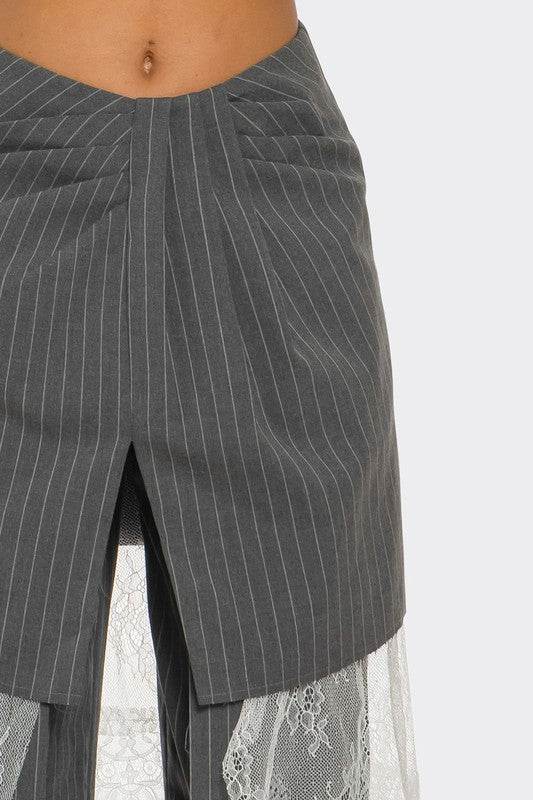 Lace-Layered Pinstripe Pant Set - Shop Style & More | Fresh Looks, Everyday Deals & Free Shipping
