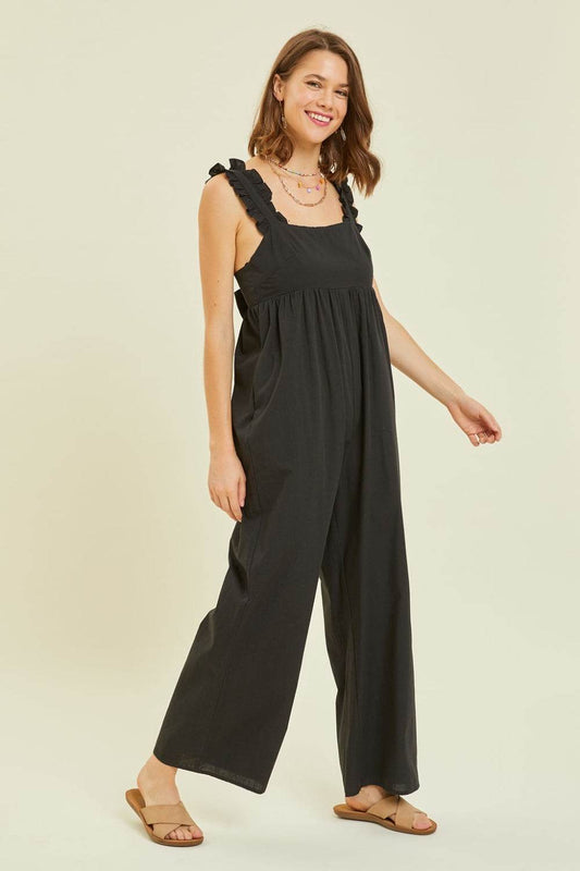 HEYSON Full Size Ruffled Strap Back Tie Wide Leg Jumpsuit - Shop Style & More | Fresh Looks, Everyday Deals & Free Shipping