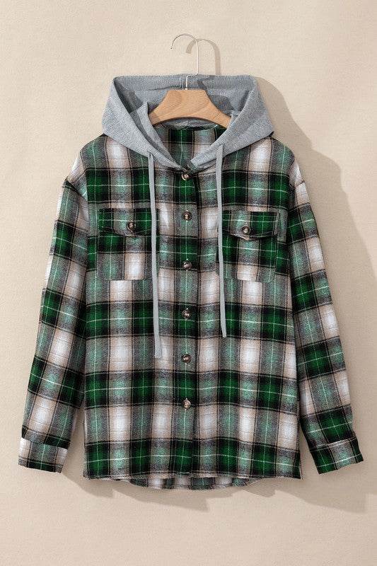 Women Plaid Print Chest Hooded Shacket Jackets - Shop Style & More | Fresh Looks, Everyday Deals & Free Shipping