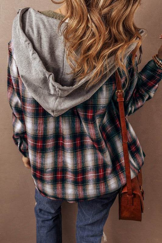Women Plaid Print Chest Hooded Shacket Jackets - Shop Style & More | Fresh Looks, Everyday Deals & Free Shipping