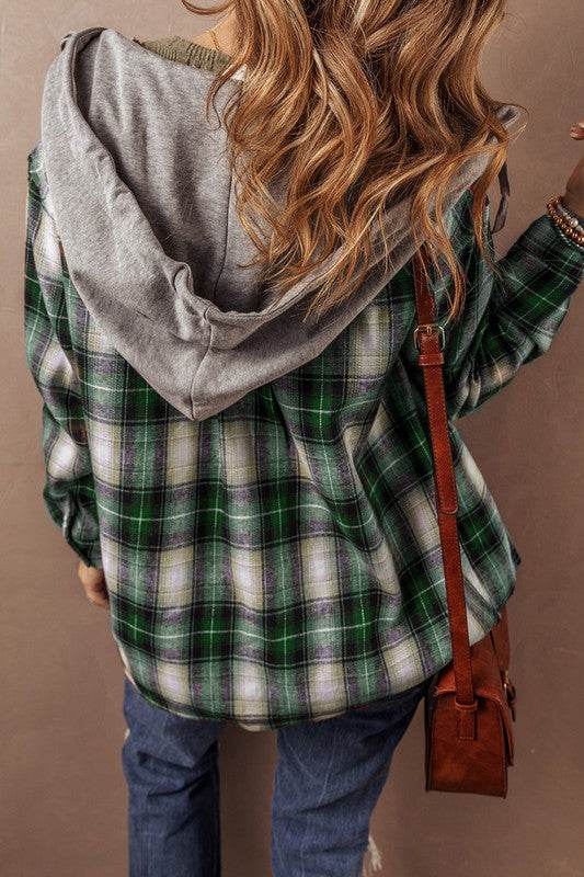 Women Plaid Print Chest Hooded Shacket Jackets - Shop Style & More | Fresh Looks, Everyday Deals & Free Shipping