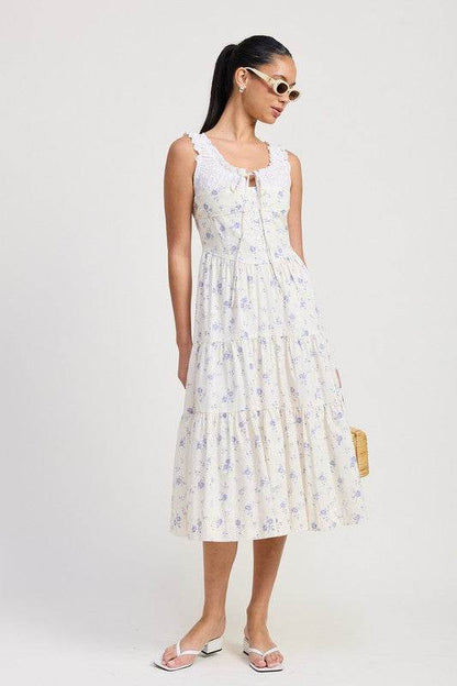 MIXED MEDIA EYELET PEEKABOO MIDI DRESS - Shop Style & More | Fresh Looks, Everyday Deals & Free Shipping