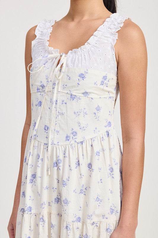 MIXED MEDIA EYELET PEEKABOO MIDI DRESS - Shop Style & More | Fresh Looks, Everyday Deals & Free Shipping