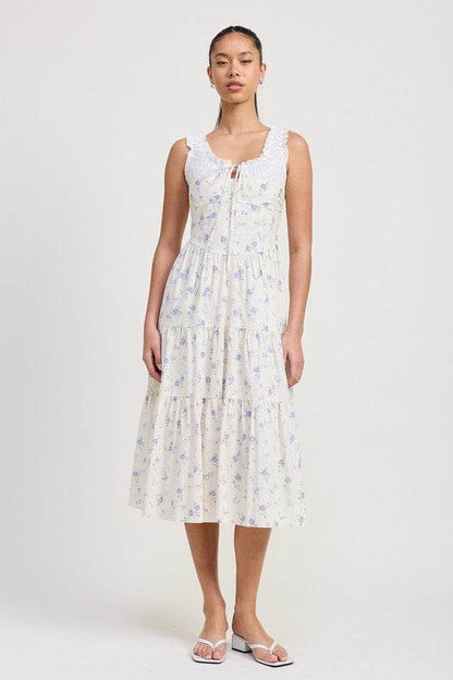 MIXED MEDIA EYELET PEEKABOO MIDI DRESS - Shop Style & More | Fresh Looks, Everyday Deals & Free Shipping