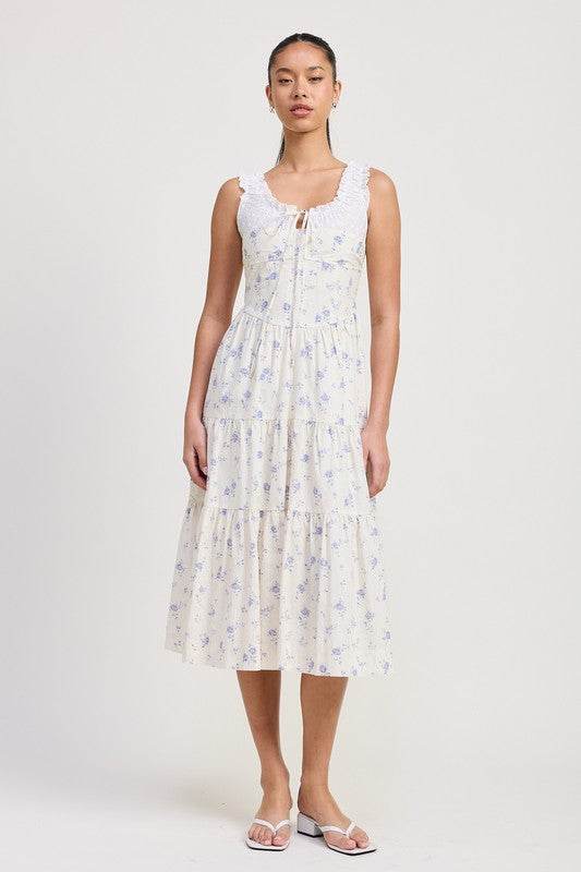 MIXED MEDIA EYELET PEEKABOO MIDI DRESS - Shop Style & More | Fresh Looks, Everyday Deals & Free Shipping