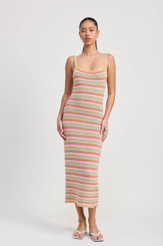 MIDI CROCHET SQAURE NECK DRESS - Shop Style & More | Fresh Looks, Everyday Deals & Free Shipping