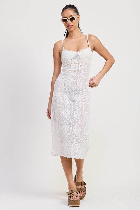 SPAGHETTI STRAP LACE MIDI DRESS - Shop Style & More | Fresh Looks, Everyday Deals & Free Shipping