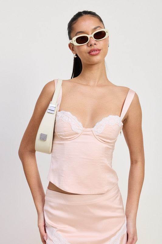 SATIN BUSTIER TOP WITH LACE DETAIL - Shop Style & More | Fresh Looks, Everyday Deals & Free Shipping