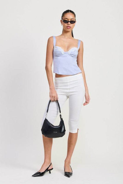 SATIN BUSTIER TOP WITH LACE DETAIL - Shop Style & More | Fresh Looks, Everyday Deals & Free Shipping