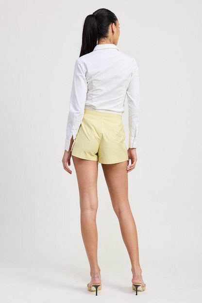 CONTRASTED WAIST BAND PLEATED SKORT - Shop Style & More | Fresh Looks, Everyday Deals & Free Shipping