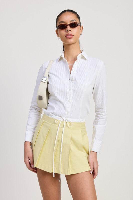 CONTRASTED WAIST BAND PLEATED SKORT - Shop Style & More | Fresh Looks, Everyday Deals & Free Shipping