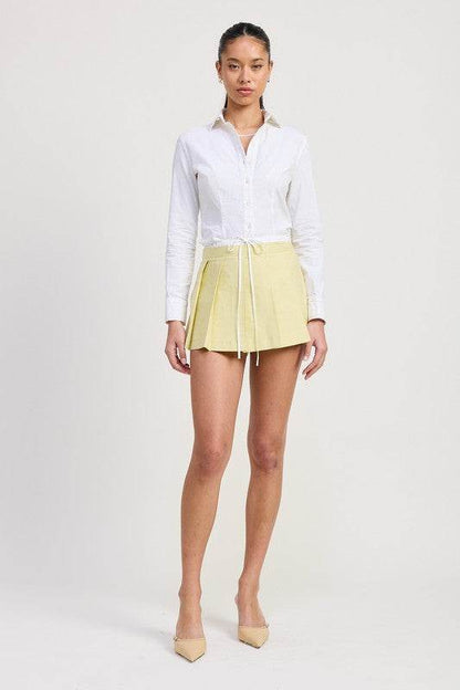 CONTRASTED WAIST BAND PLEATED SKORT - Shop Style & More | Fresh Looks, Everyday Deals & Free Shipping