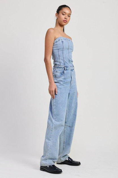 STRAPLESS DENIM JUMPSUIT - Shop Style & More | Fresh Looks, Everyday Deals & Free Shipping