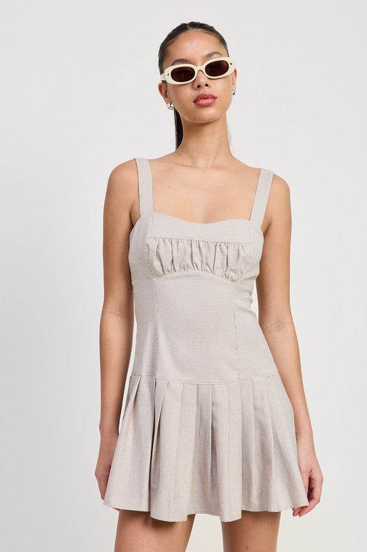 PLEATED MINI DRESS WITH BACK TIES - Shop Style & More | Fresh Looks, Everyday Deals & Free Shipping