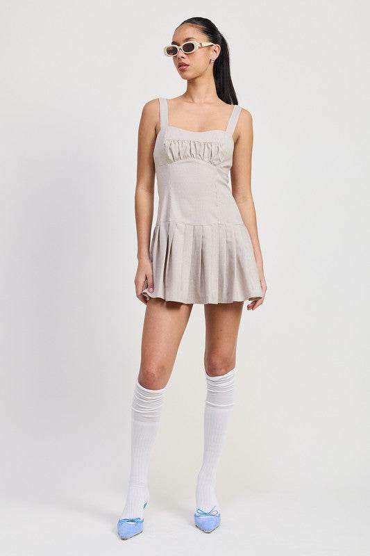 PLEATED MINI DRESS WITH BACK TIES - Shop Style & More | Fresh Looks, Everyday Deals & Free Shipping