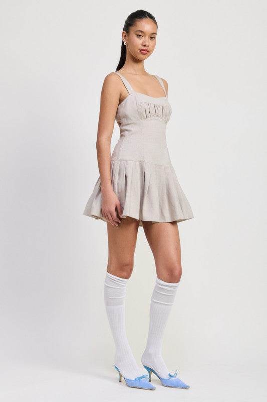 PLEATED MINI DRESS WITH BACK TIES - Shop Style & More | Fresh Looks, Everyday Deals & Free Shipping