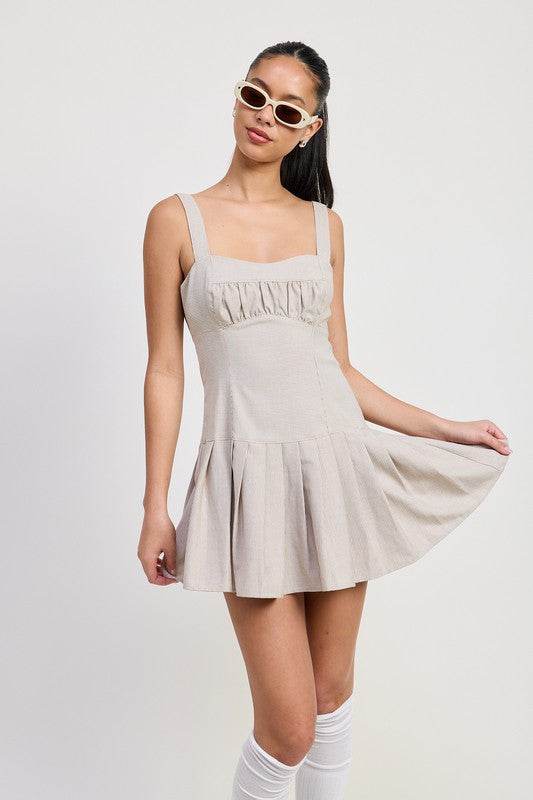 PLEATED MINI DRESS WITH BACK TIES - Shop Style & More | Fresh Looks, Everyday Deals & Free Shipping