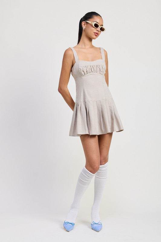 PLEATED MINI DRESS WITH BACK TIES - Shop Style & More | Fresh Looks, Everyday Deals & Free Shipping